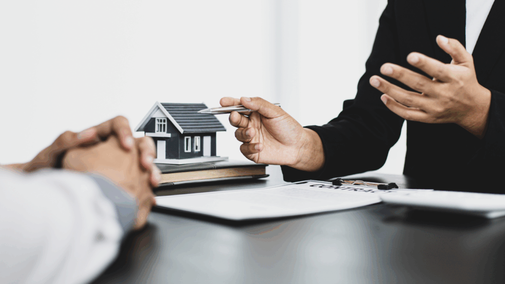 Icon Agent Showing Contract to Client
