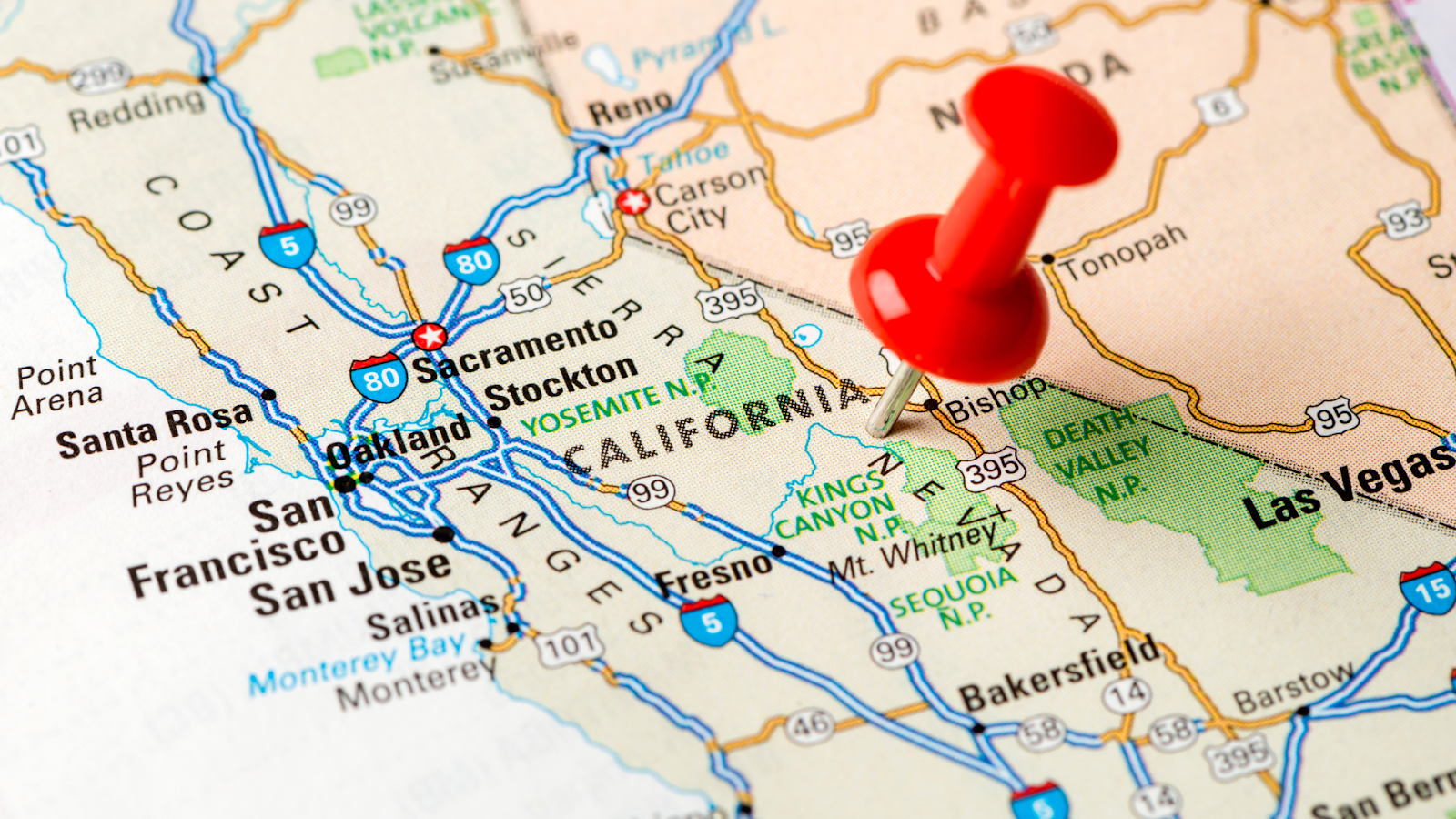 Map with states in the USA